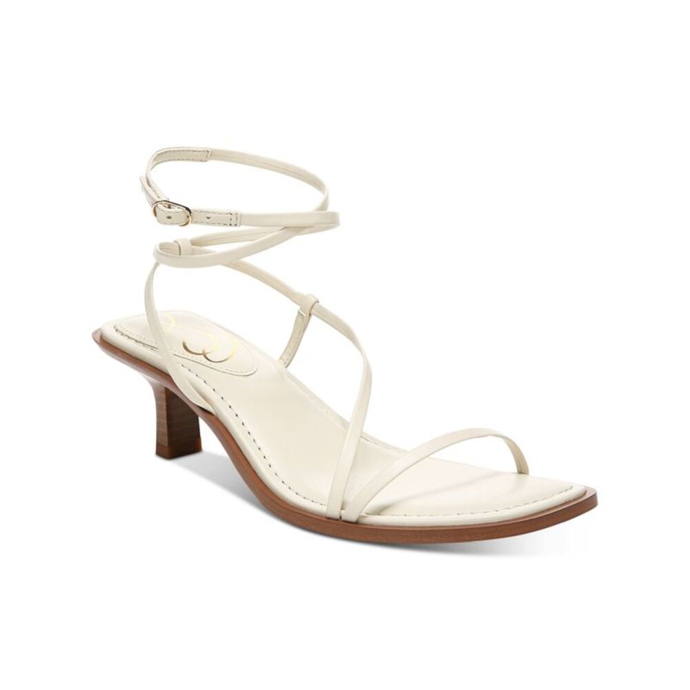 NWT SAM EDELMAN Womens Ivory Dominique Kitten Heel Leather Heeled Sandal 5.5